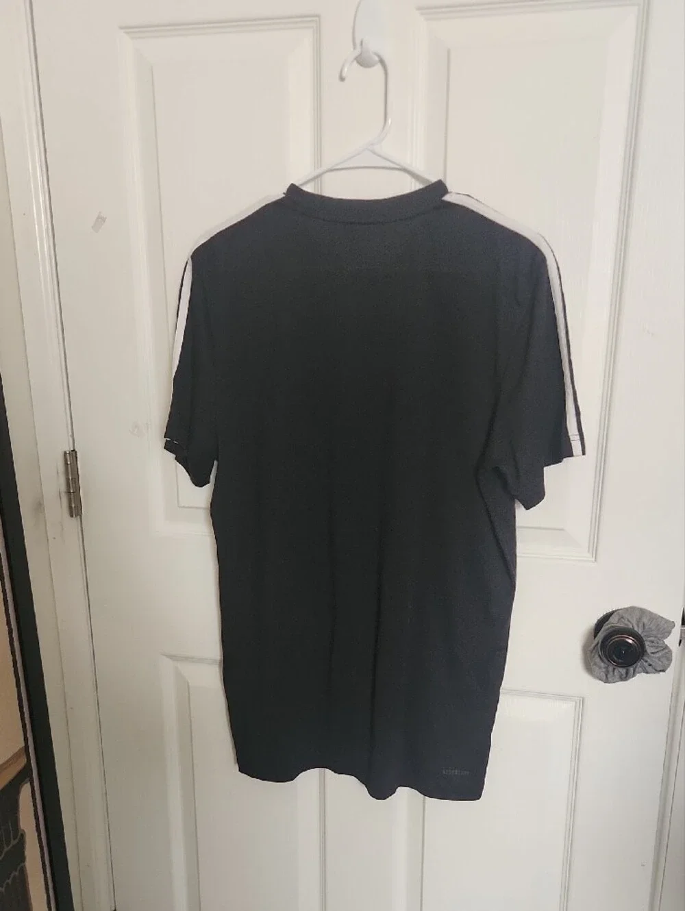 adidas Black Short-Sleeve Tee with White Shoulder Stripes